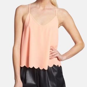 ASTR Neon Orange scalloped tank